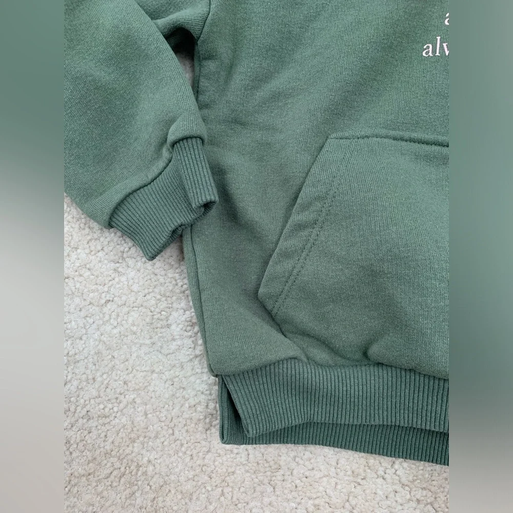 Zara Size 6 Olive Green Always Cute Hoodie Sweatshirt